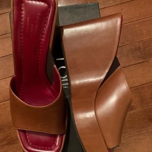 rust leather wedge 10